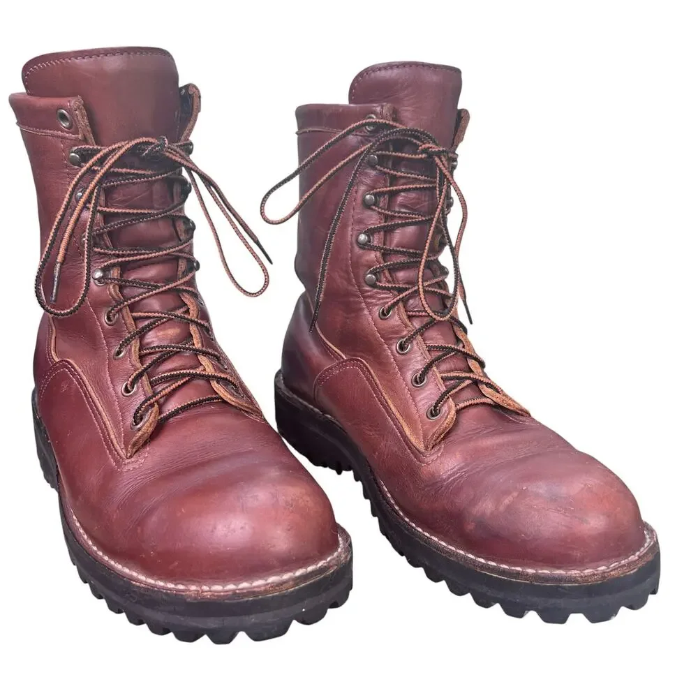 Vintage 1984 Danner 63500 Insulated Brown Leather Logger Boots Men's Size 10
